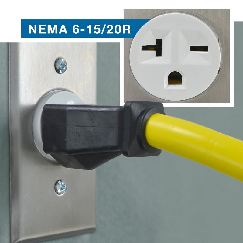 Conntek كونتيك 25F620 كابل تمديد ثقيل للغاية NEMA 6-20، 20 أمبير 250 فولت، 25 قدم - Image 4